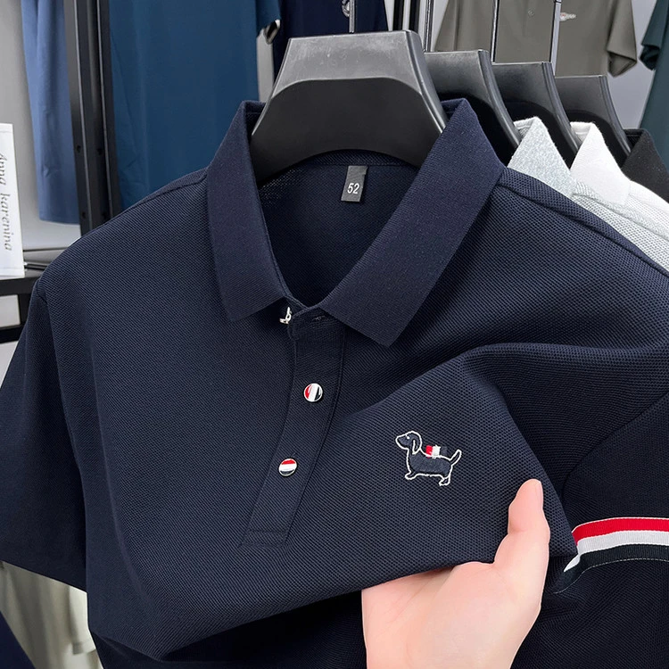 100%棉 新款POLO衫夏季百搭透气男士t恤翻领条纹短潮流商务男装HG