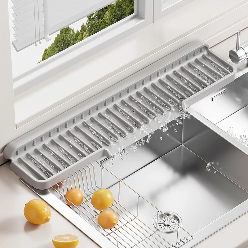 水龙头沥水垫防溅硅胶厨房水池槽挡台面水窄边长条洗手台吸水垫