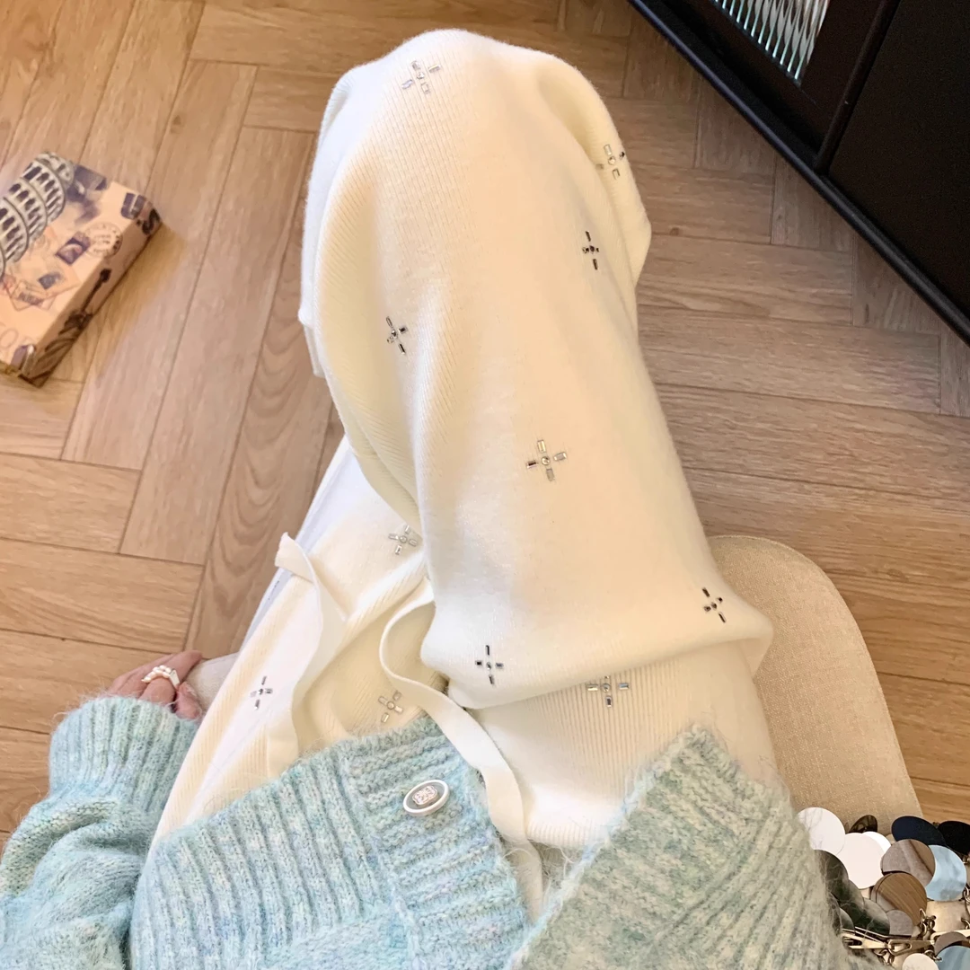 孕妇裤秋季时尚网红款2025年重工烫钻宽松垂感直筒阔腿裤秋天外穿