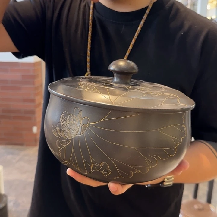 钦州坭兴陶茶叶罐两斤 茶饼三饼