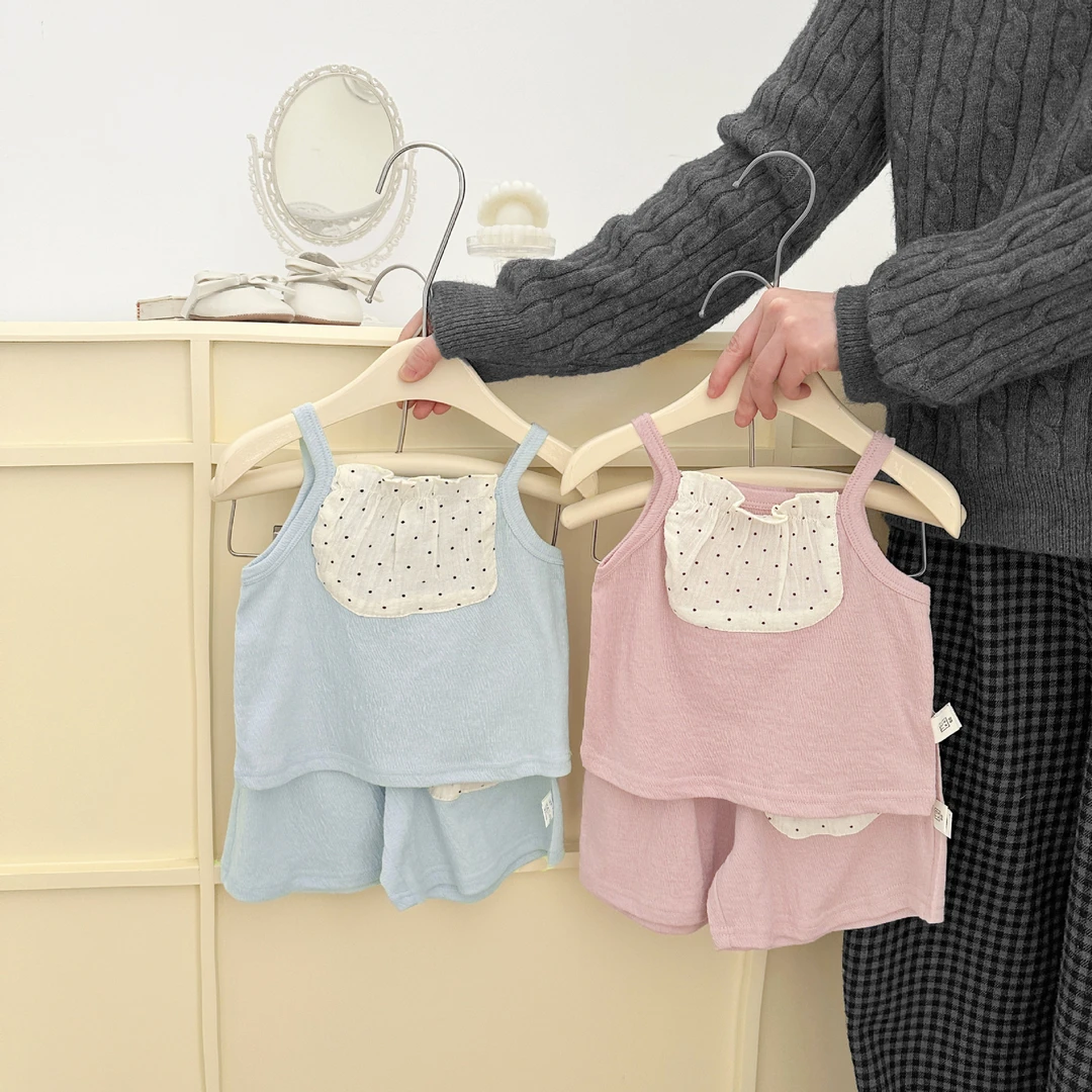 婴幼儿夏季衣服女宝宝薄款吊带套装洋气小女孩甜美背心短裤两件套