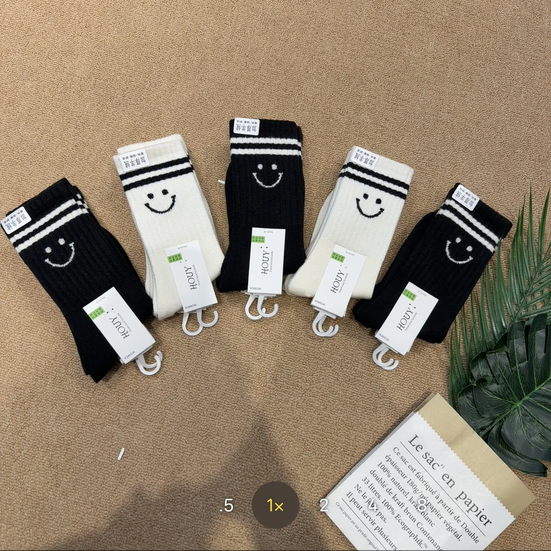 【小妹店】女款笑脸精纺羊绒袜（5双装）