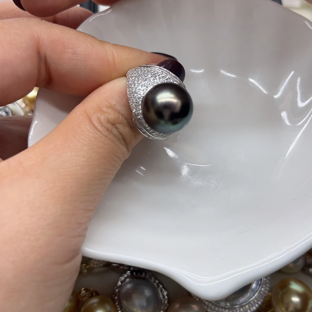 海水珍珠戒指银S925镶嵌
