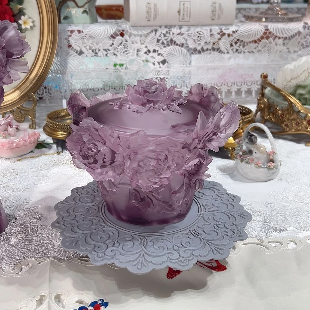 陶瓷脱蜡水晶牡丹花糖果盒