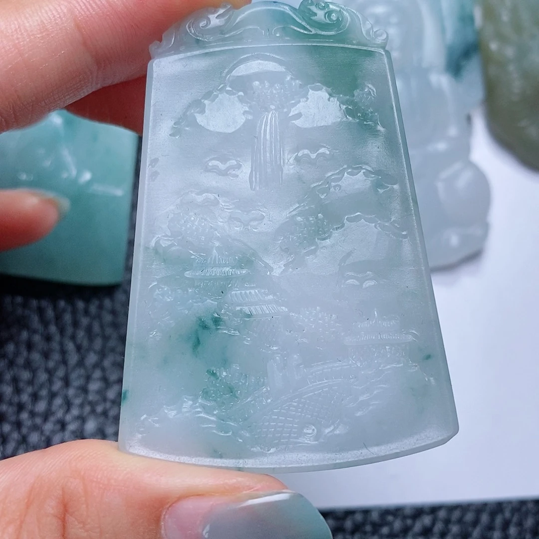 定制翡翠未镶嵌毛货付款后确认抛光