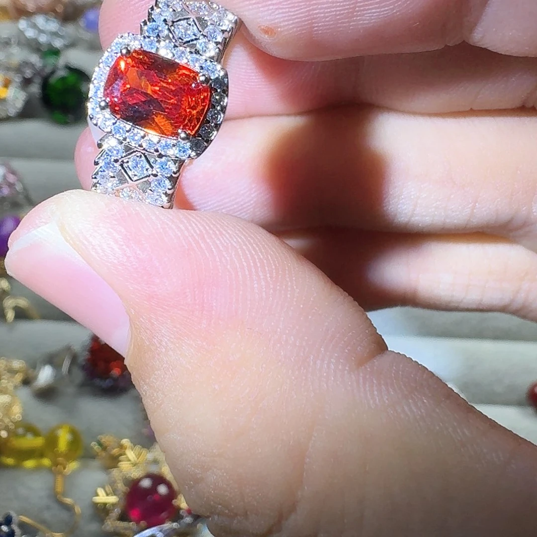 芙蓉石戒指银S925镶嵌