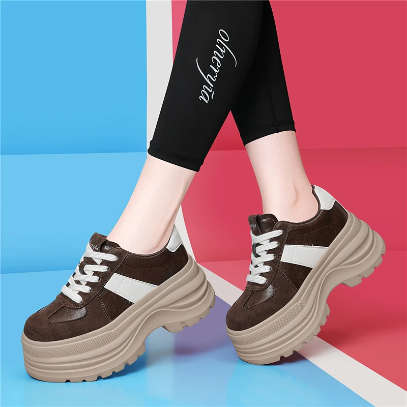 2025新款秋冬季厚底老爹鞋女ins风松糕鞋韩版百搭系带增高女鞋子