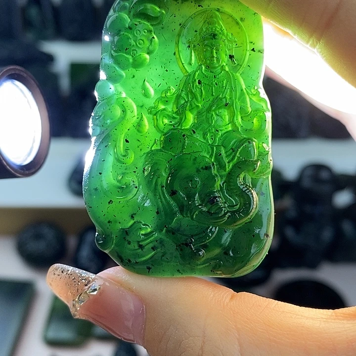 蛇纹石玉未镶嵌普贤菩萨