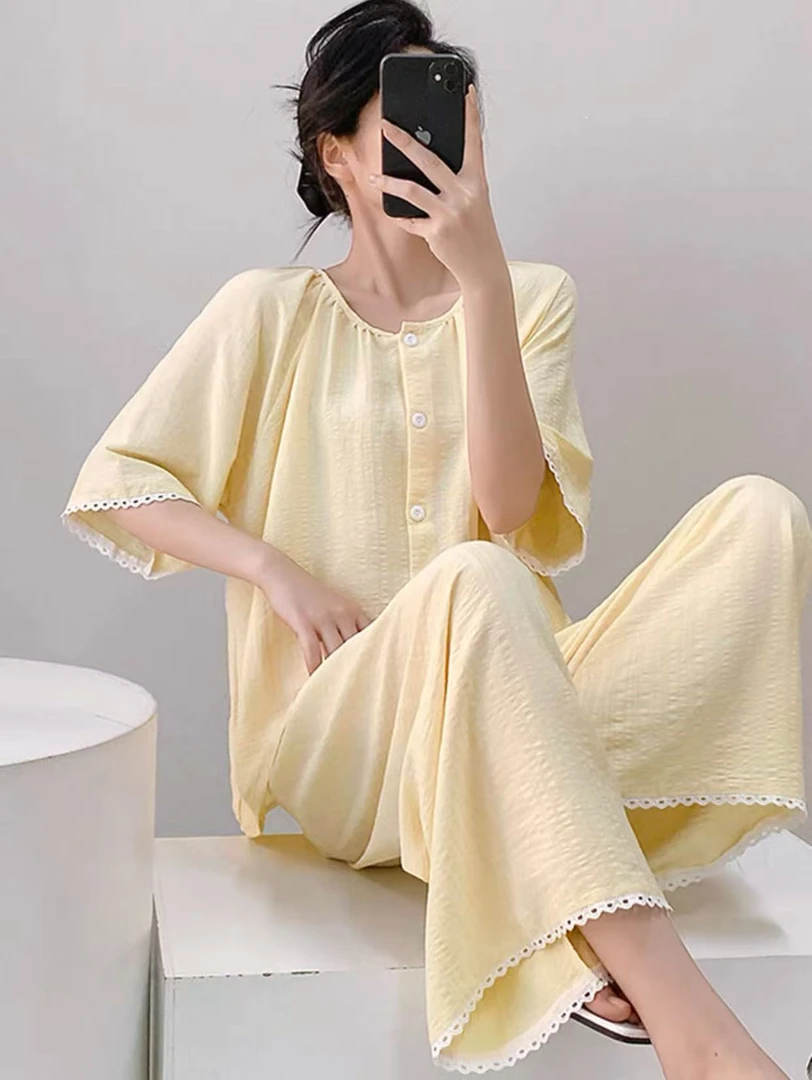 高级感提花2025新款慵懒风薄款睡衣女春夏天丝棉开衫可外穿家居服