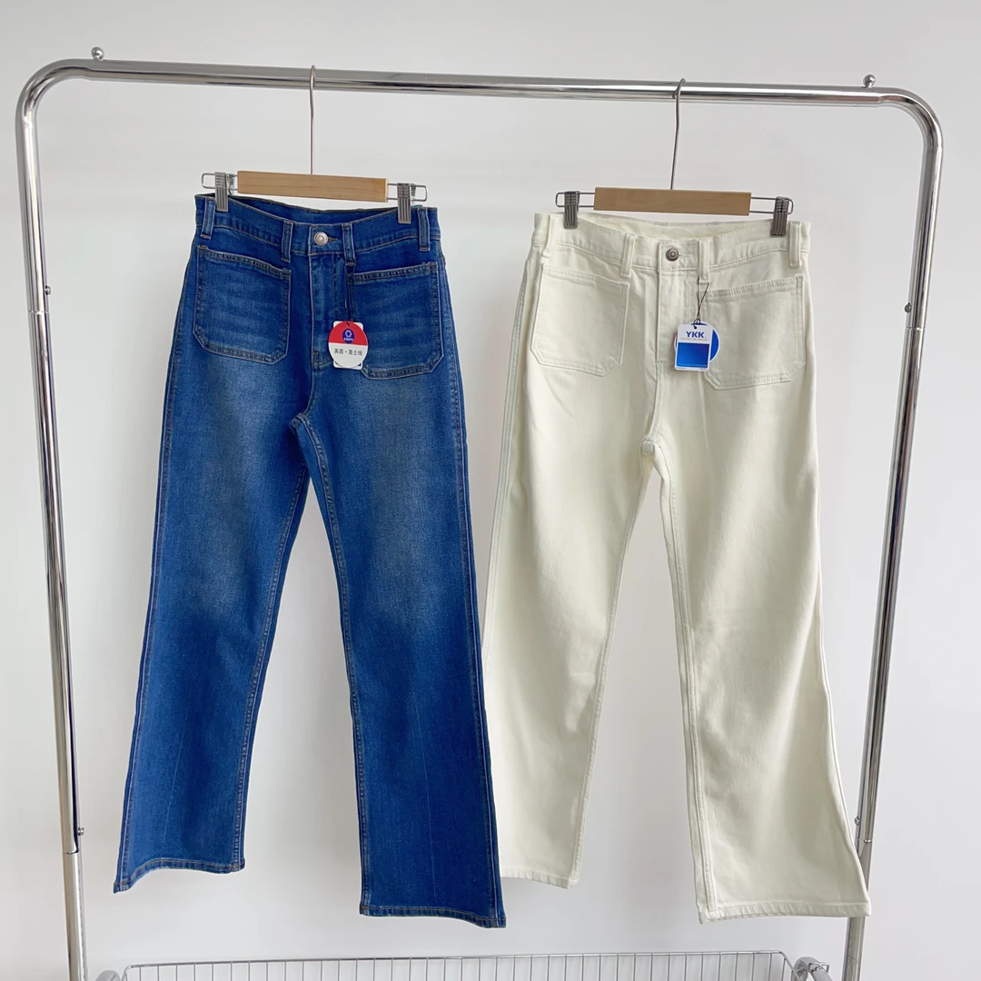 N211 前口袋显瘦带喇叭休闲牛仔裤