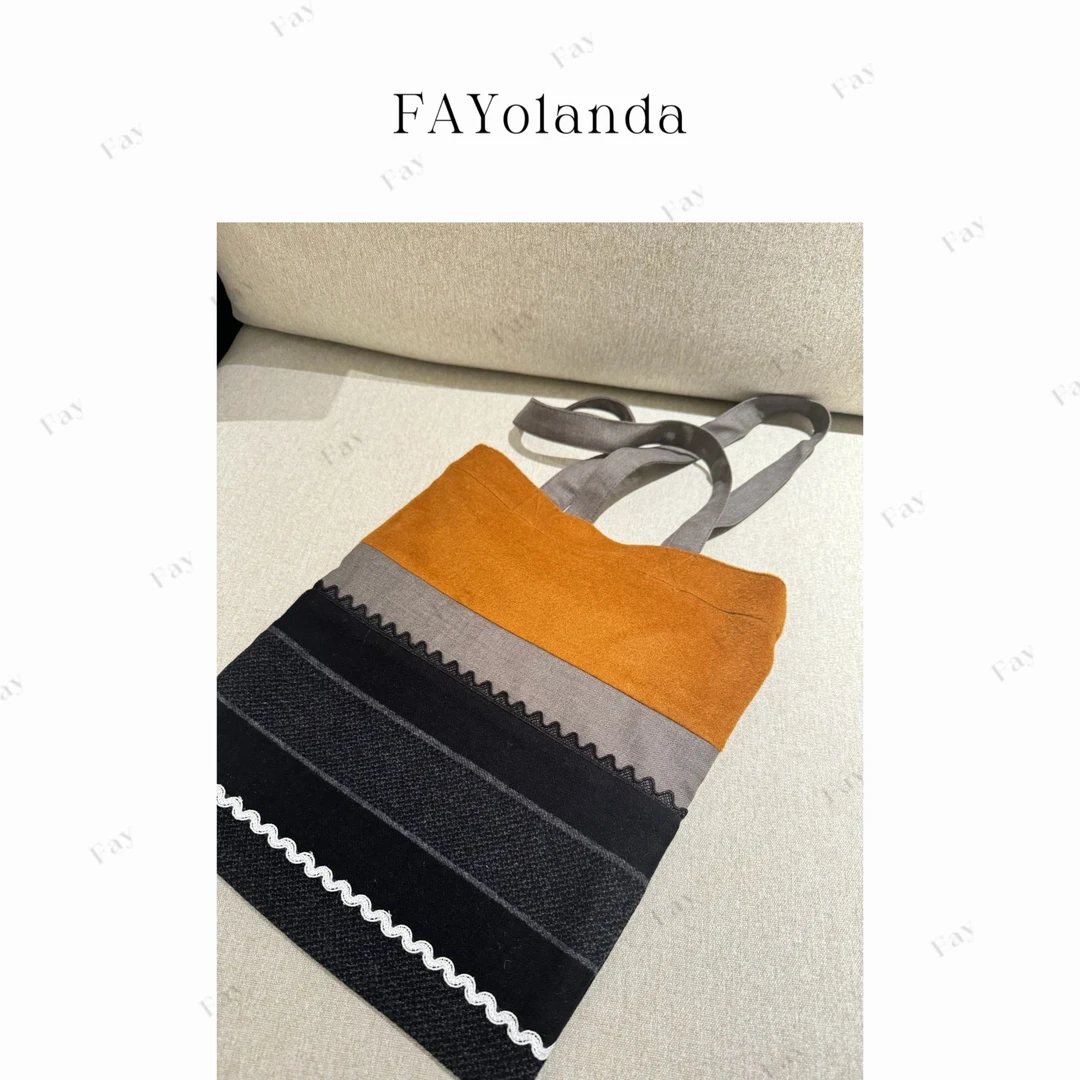 FAY | 拼接毛毡包大容量单肩包（1H03531）29*36cm