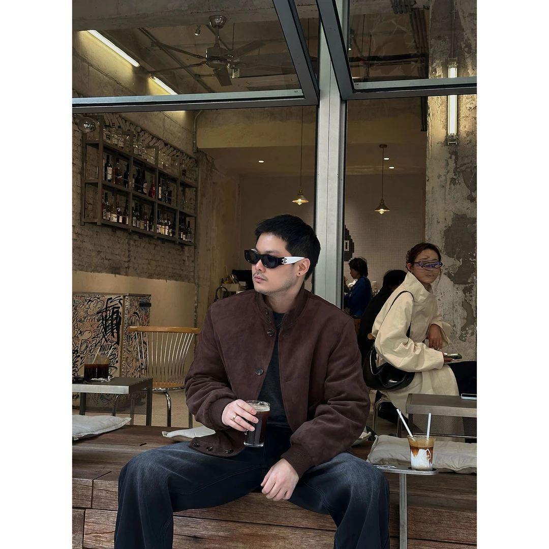 AUSTINBEAUTY【冬季新品】仿麂皮绒立领短款棉服外套