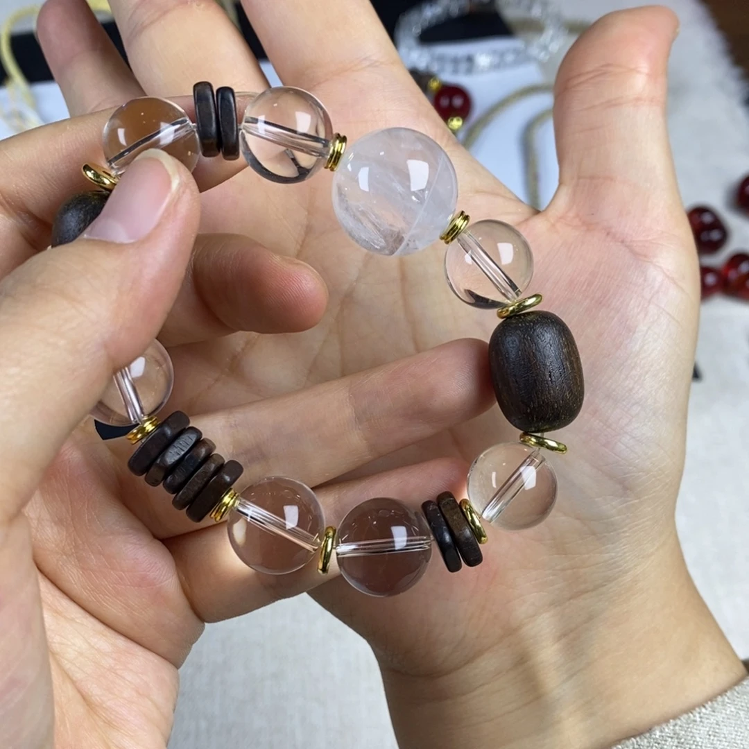 未镶嵌手串水晶手串白幽灵顶珠款