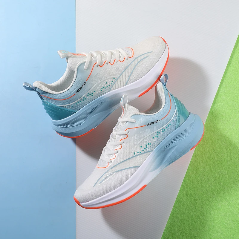 运动鞋新款缓震回弹轻便跑鞋网面透气情侣鞋时尚渐变潮男鞋子