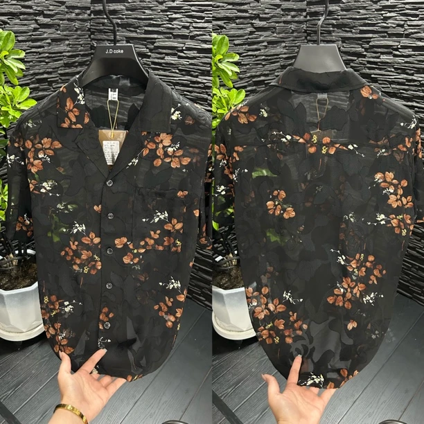 夏季新款高端欧货痞帅风古巴领衬衫短袖/8096