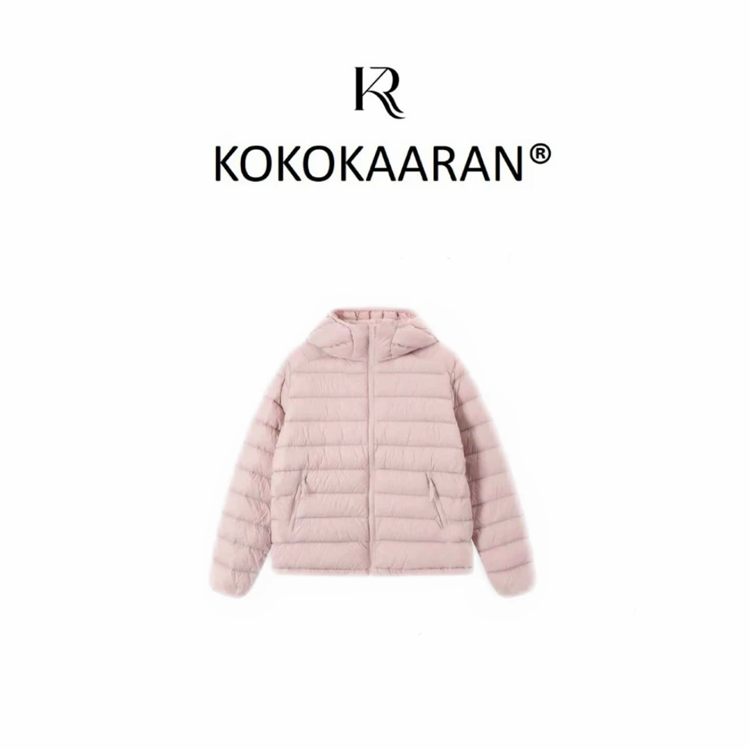 kokokaaran/可可咔伦 排骨鹅”95白鹅绒连帽横格纹鹅绒服 SH250724