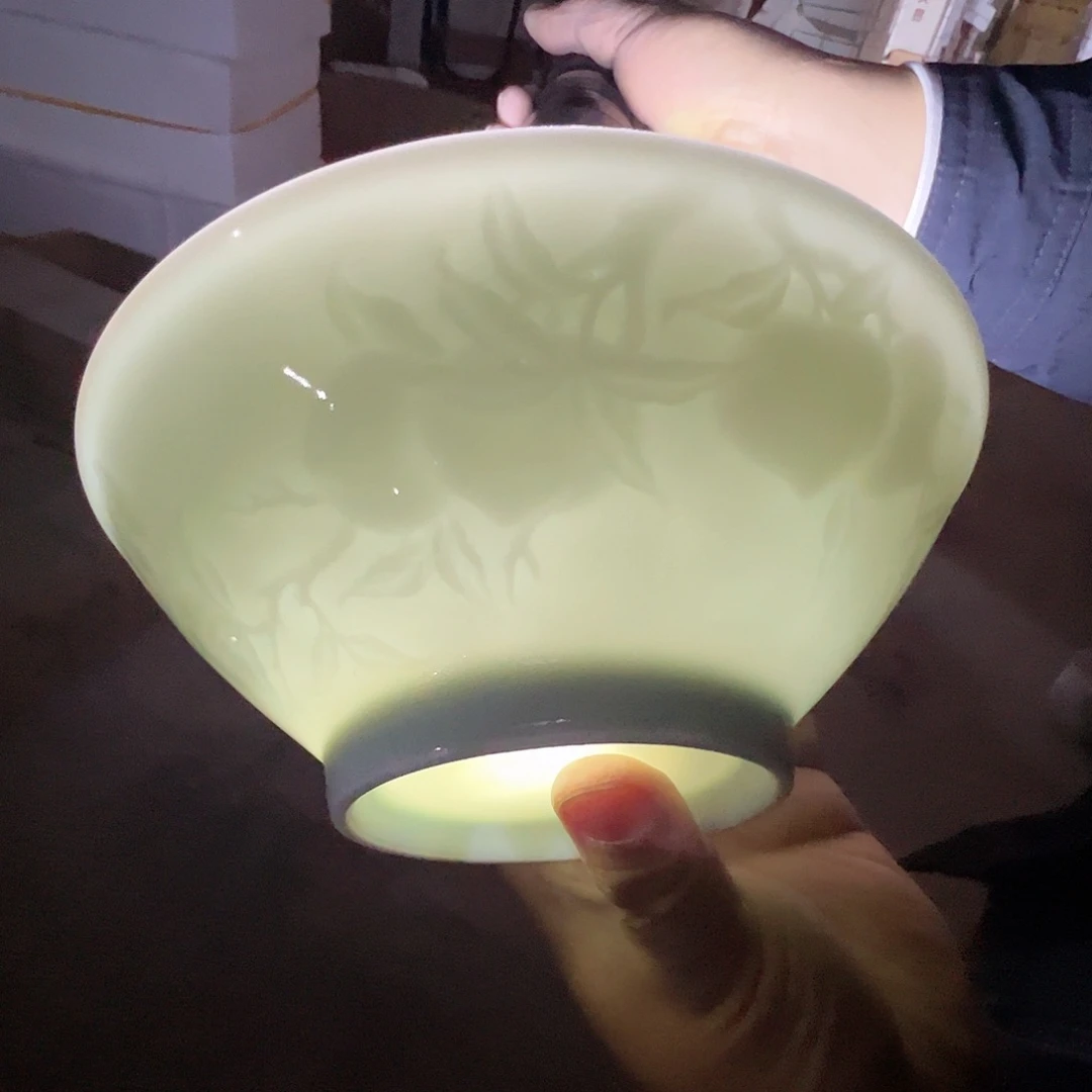 瓷景德镇高温陶瓷影青7寸浮雕面碗1个