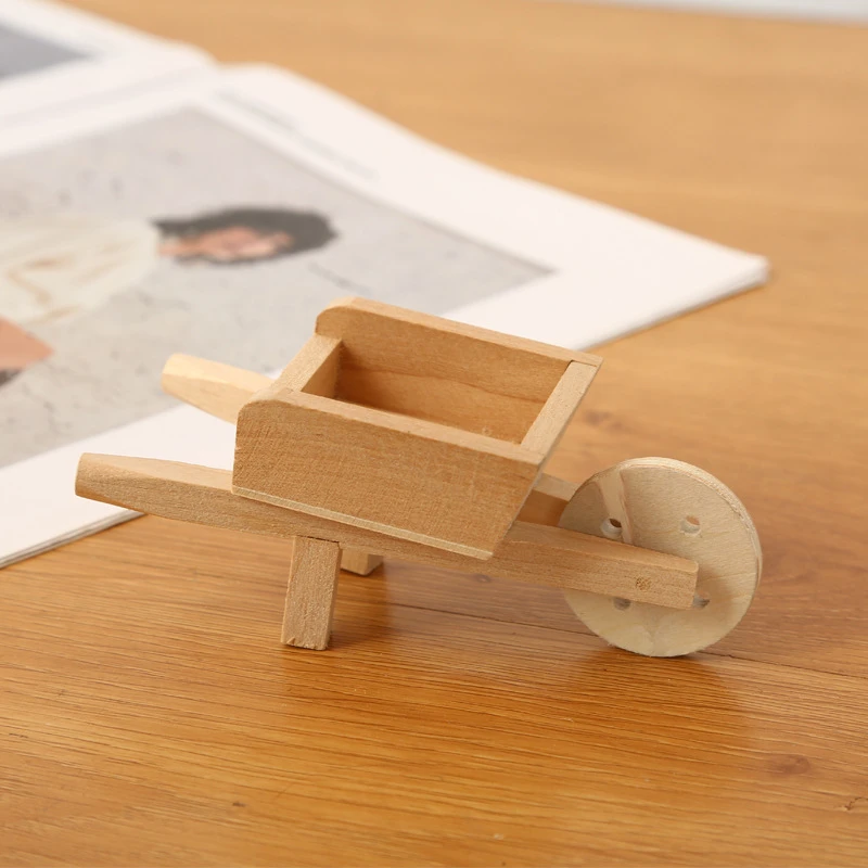 dollhouse娃娃屋实单轮车家居摆件迷你模型 户外庭院装饰道具