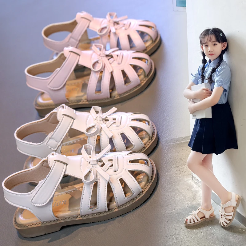 【六一】女童包头凉鞋蝴蝶结公主鞋2025新款中大童软底凉鞋百搭儿童