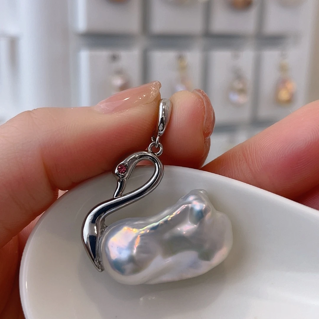 淡水珍珠天然珍珠巴洛克银S925镶嵌