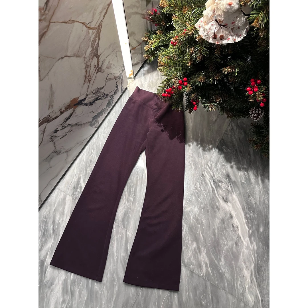 Nisabena 定染设计款中腰弹力螺纹喇叭裤