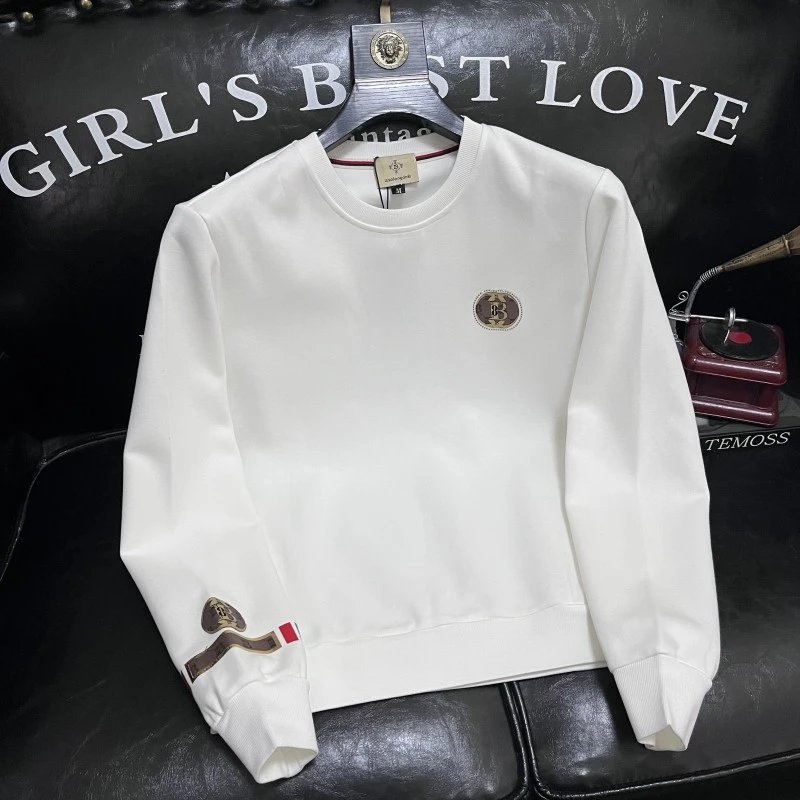 SOHEBENAHT卫衣男秋季新款潮流休闲简约轻奢圆领长袖T恤套头上衣