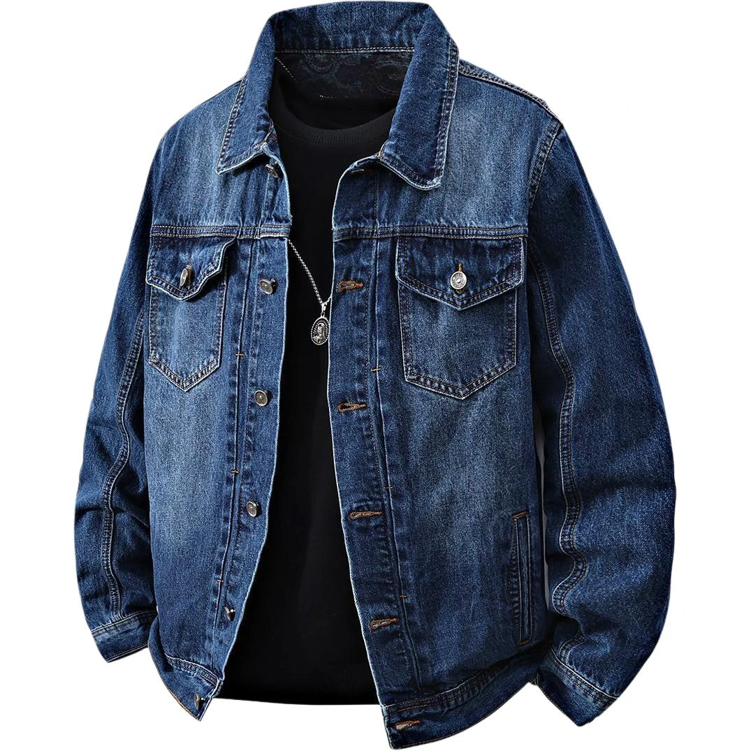 HIP潮牌夹克男翻领时尚百搭潮流休闲长袖春秋款港风男士牛仔外套