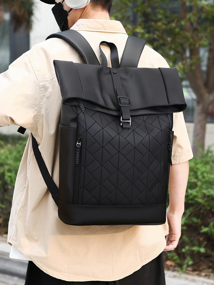 男士背包双肩包大容量电脑包学生菱格书包防水潮牌运动休闲旅行包