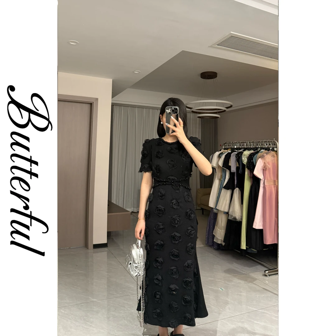 【蝴蝶专属】玫瑰女人气质显瘦高腰女装连衣裙21647