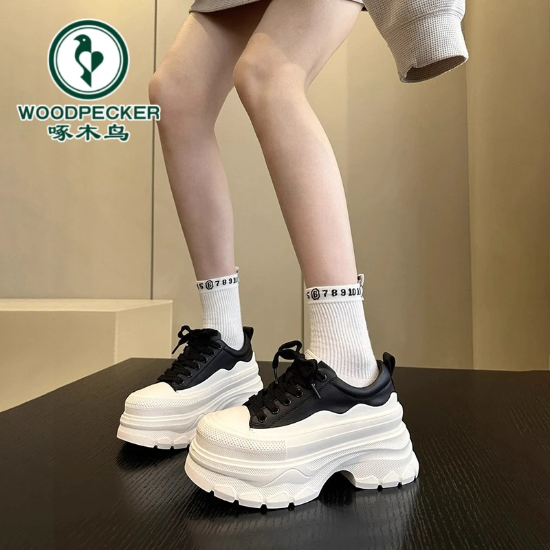 啄木鸟小个子必入潮品新款松糕厚底鞋女小白鞋轻便增高显瘦休闲鞋
