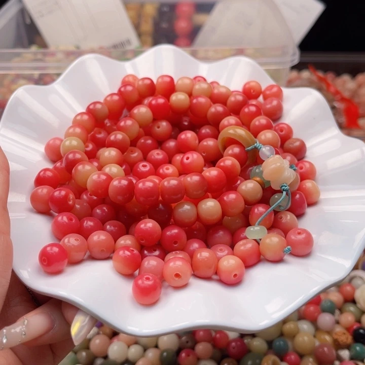 白玉菩提吊坠z10mm/150油桃色苹果珠➕10猫爪瑕