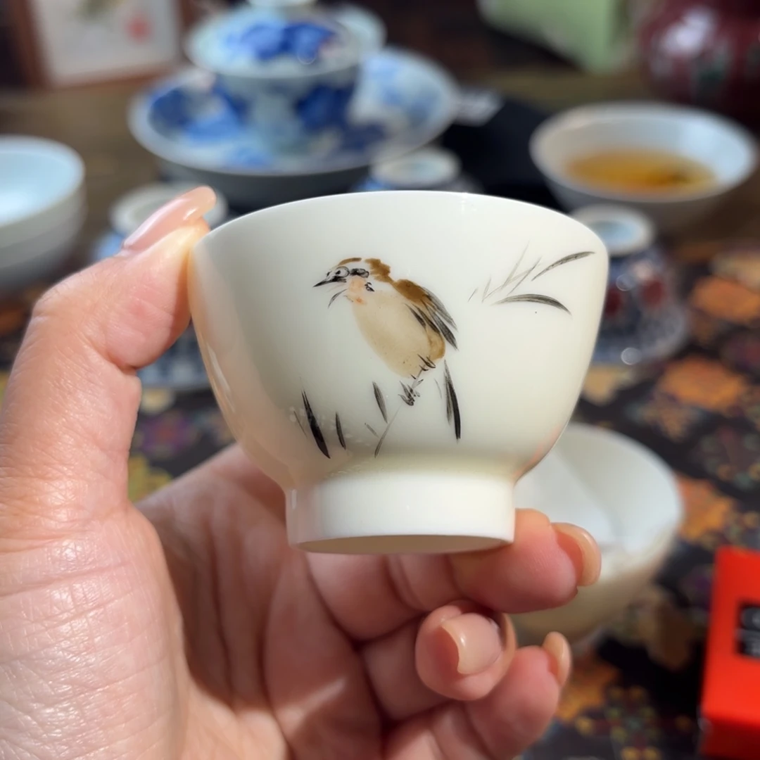 瓷孤品福利青花手绘杯杯