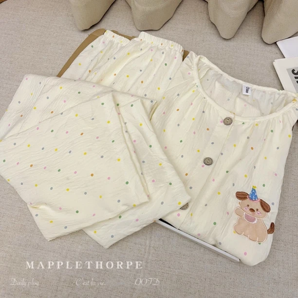 【云朵棉】派对小狗外穿家居服套装女夏季薄款ins大码睡衣孕妇可穿