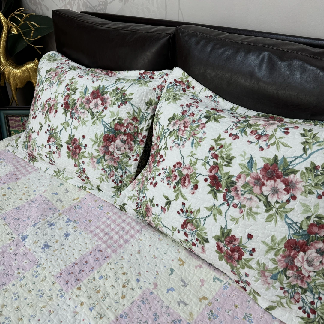 【赫彩家浅墨枕套】棉绗缝四季可用柔软亲肤