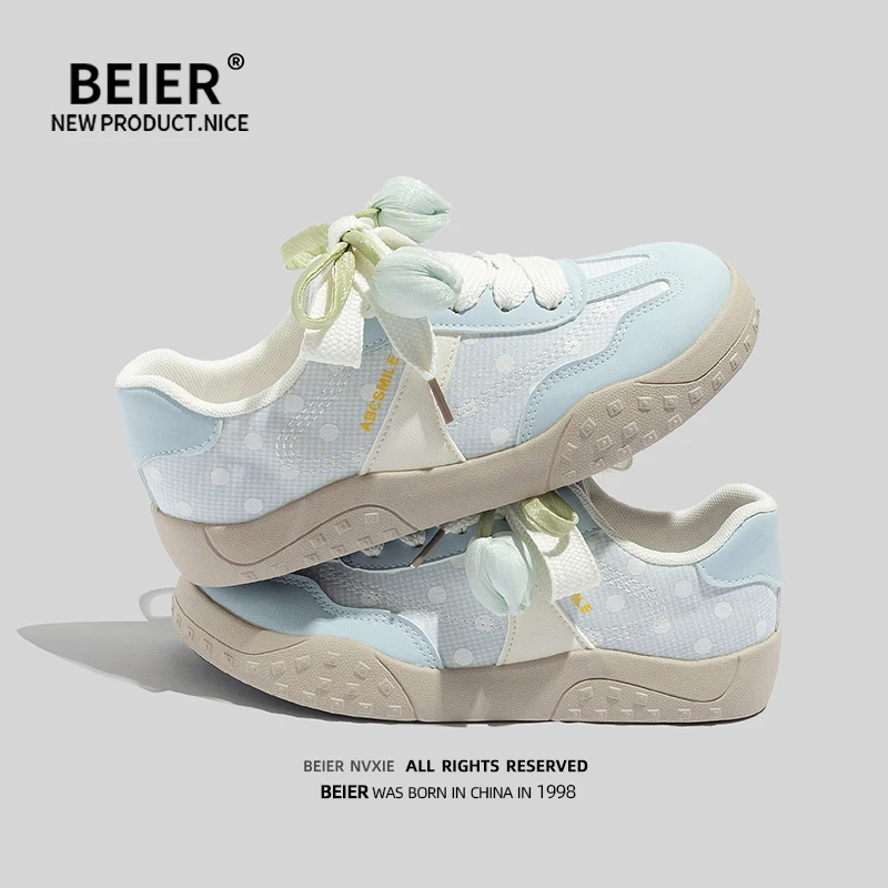 BEIER学生小清新德训鞋板鞋2025秋季新款软底舒适休闲鞋女鞋6905