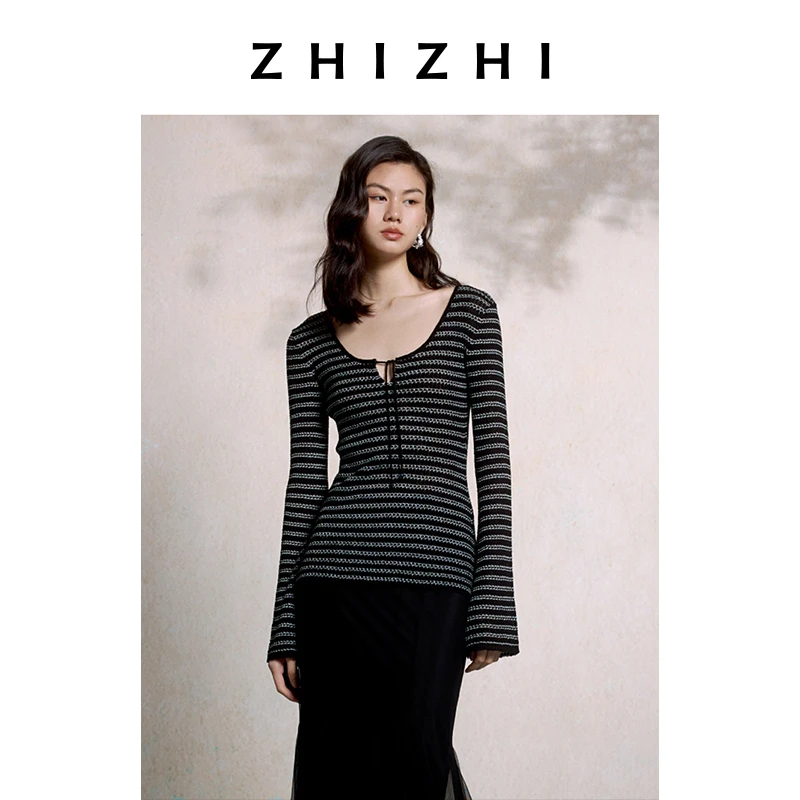 致知 木兰花/泛兰舟 微透肌理感纱线套头毛衣衫25年秋ZZ2EAKZN067