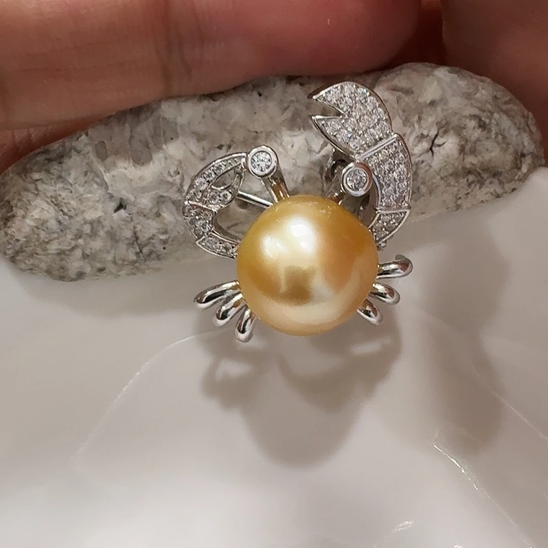 海水珍珠银S925镶嵌吊坠(不含链)