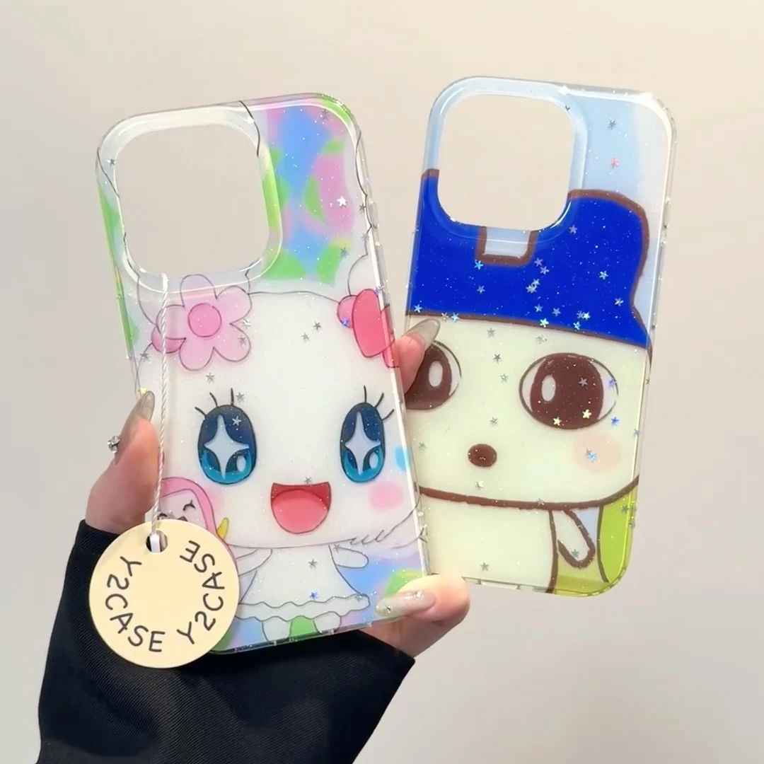 ins风可爱拓麻歌子适用苹果16promax手机壳15/14闪粉13情侣12大孔