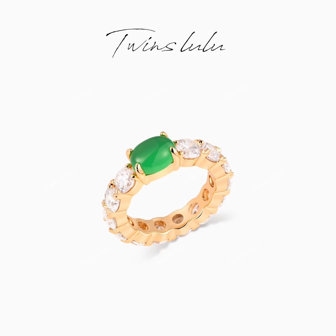 TWINS LULU 流光风 轻奢气质氛围感绿色椭圆形戒指TSS6873