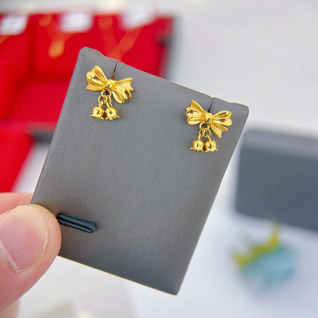 【足金5G蝴蝶结E款耳钉】弯针爆闪女生礼物【不支持7天无理由退换货】