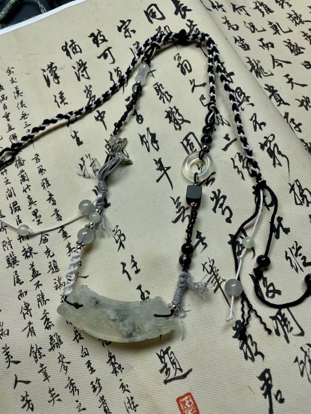 纯天然岫玉手工设计新中式国风情侣款银配饰