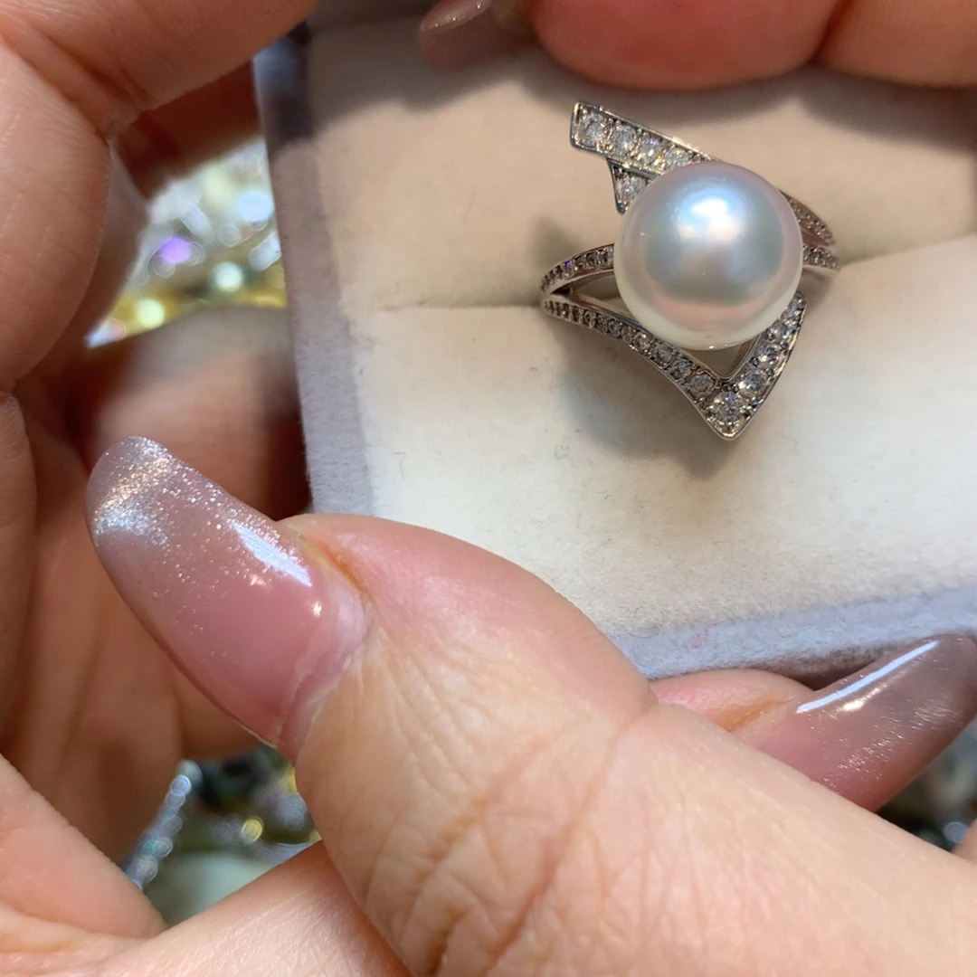 海水珍珠戒指银S925镶嵌