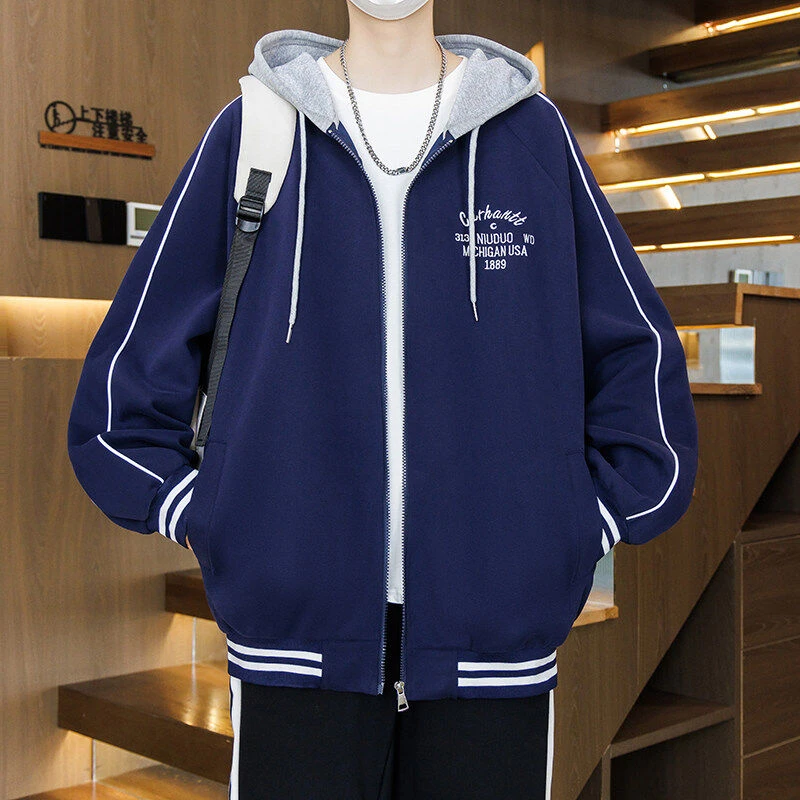 2025春新款连帽卫衣外套青少年学生大童13岁18岁初高中生宽松夹克