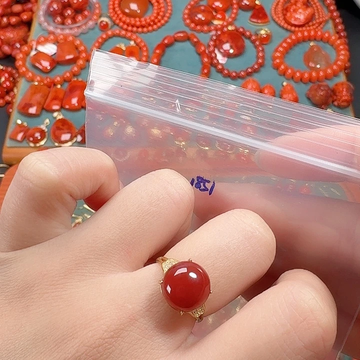 南红玛瑙银S925镶嵌戒指