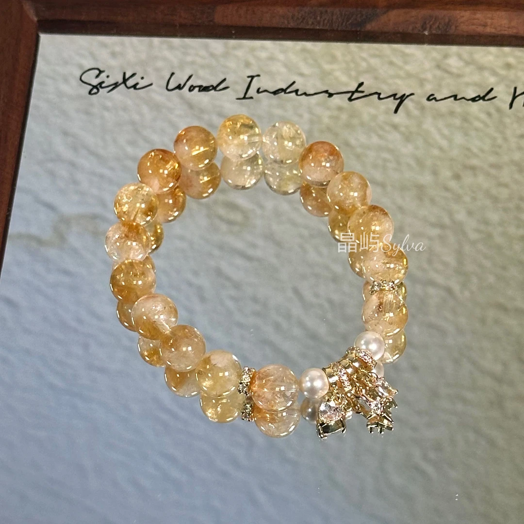 【多才多亿】10mm黄塔晶+贝珠原创设计天然水晶手串