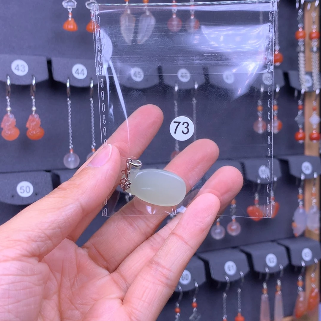 和田玉耳饰银S925镶嵌童*