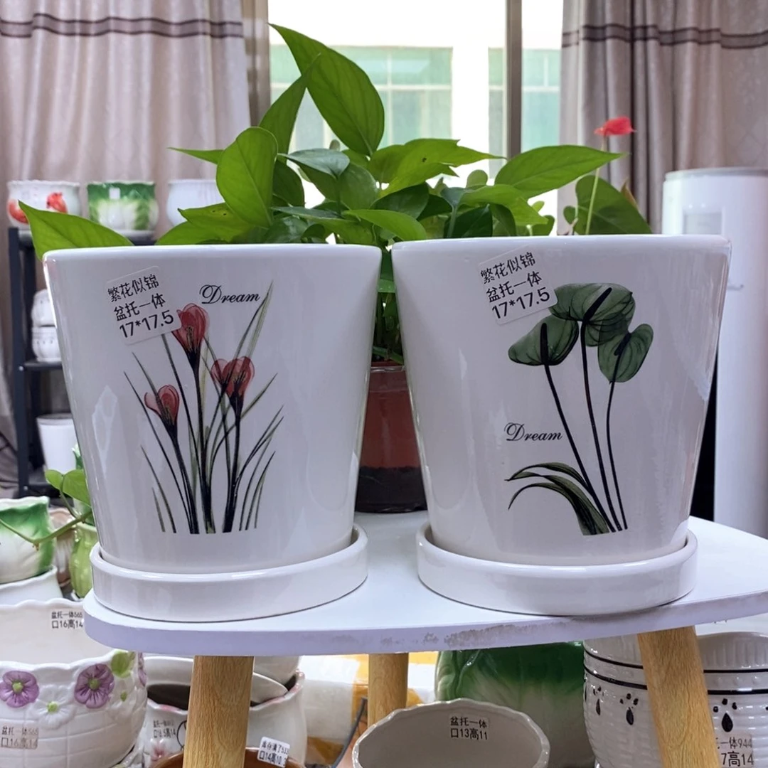 @夏西陶瓷花盆@@繁花似锦