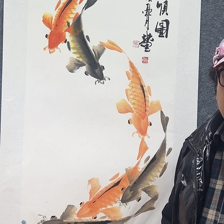 国画知鱼之乐纯手绘