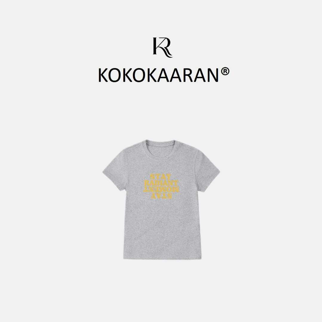 【天天粉丝专享】美式气质显瘦字母印花圆领短袖T恤SH250241