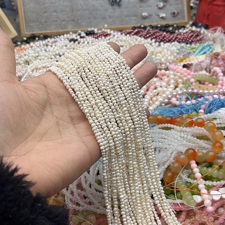 玛瑙/玉髓珠宝半成品未镶嵌一条3mm左右哑光珍珠